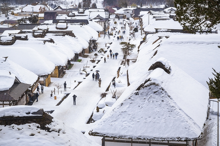 ▲冬季期間大內宿一片雪白光景。　圖：福島縣觀光物產交流協會／提供