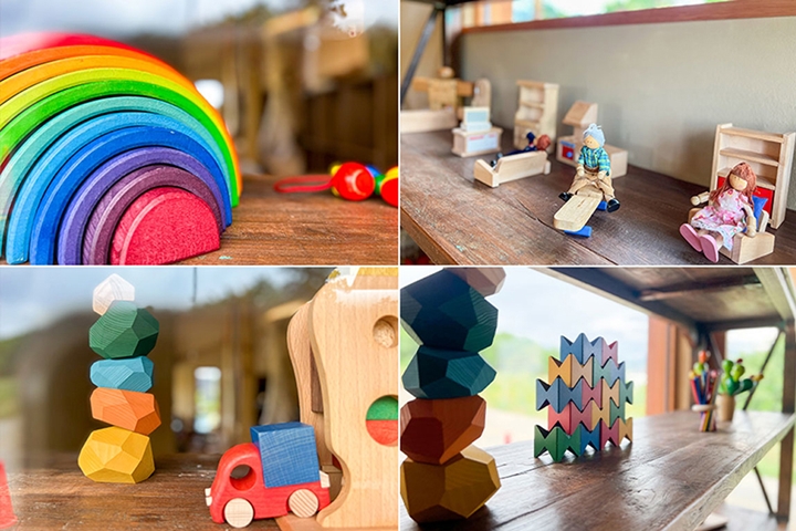 ▲來自世界各國60多種木製玩具，入住期間都能盡情玩透透。　圖：ブッキングリゾート／提供