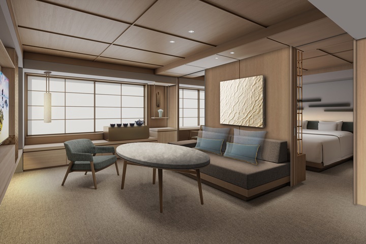 ▲豪華雙人套房設有客廳及臥室，具備機能性與舒適性。　圖：DoubleTree by Hilton Kyoto Higashiyama／提供